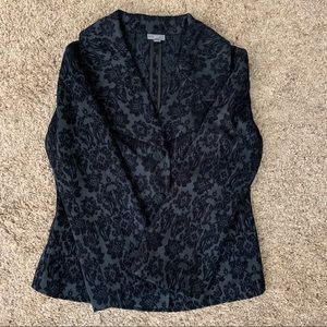 J JILL Blazer Jacket 8 Floral Velvet Jacquard